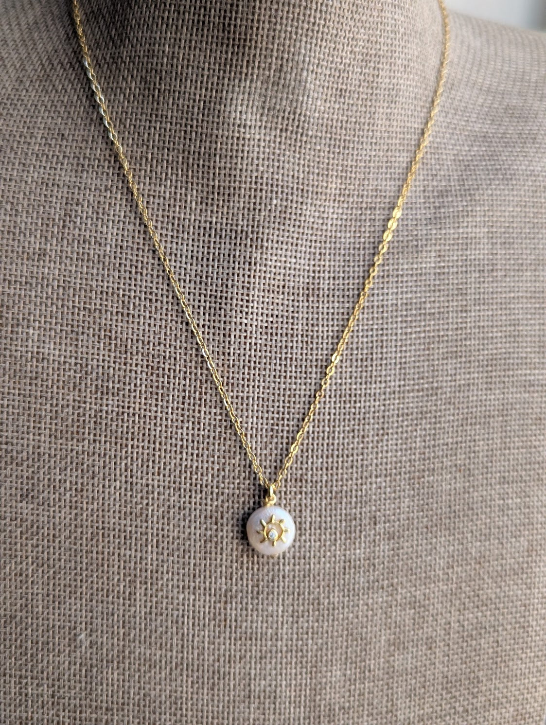 Freshwater Pearl Gold Sun Necklace