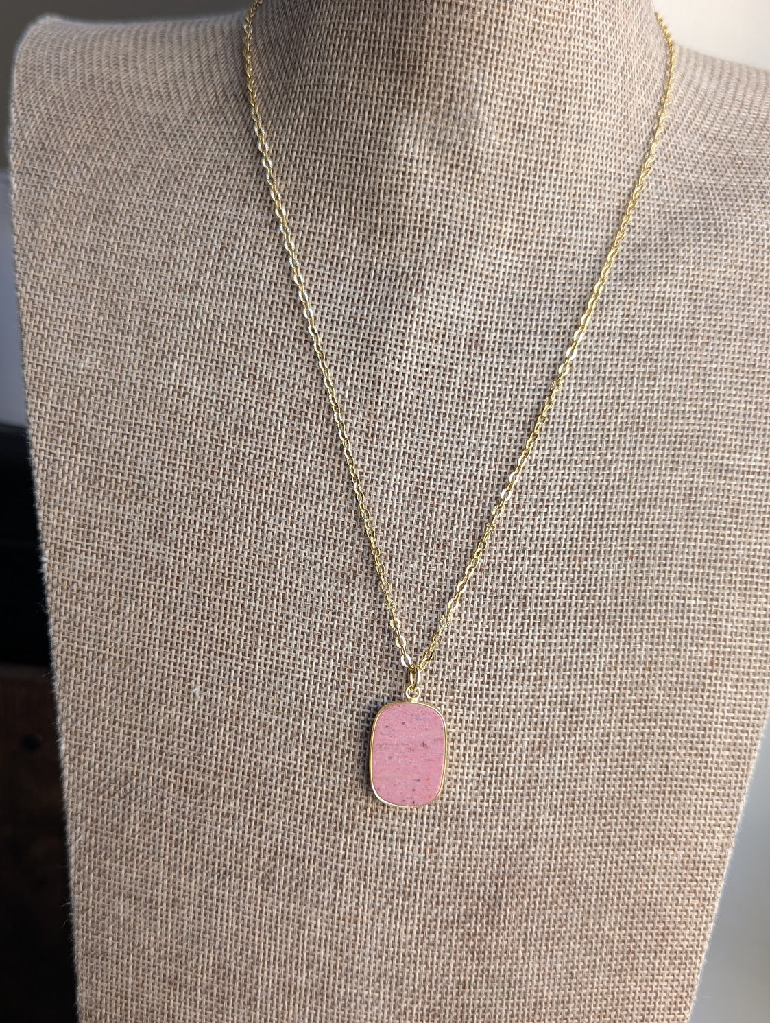 Rhodonite Gold Stainless Necklace