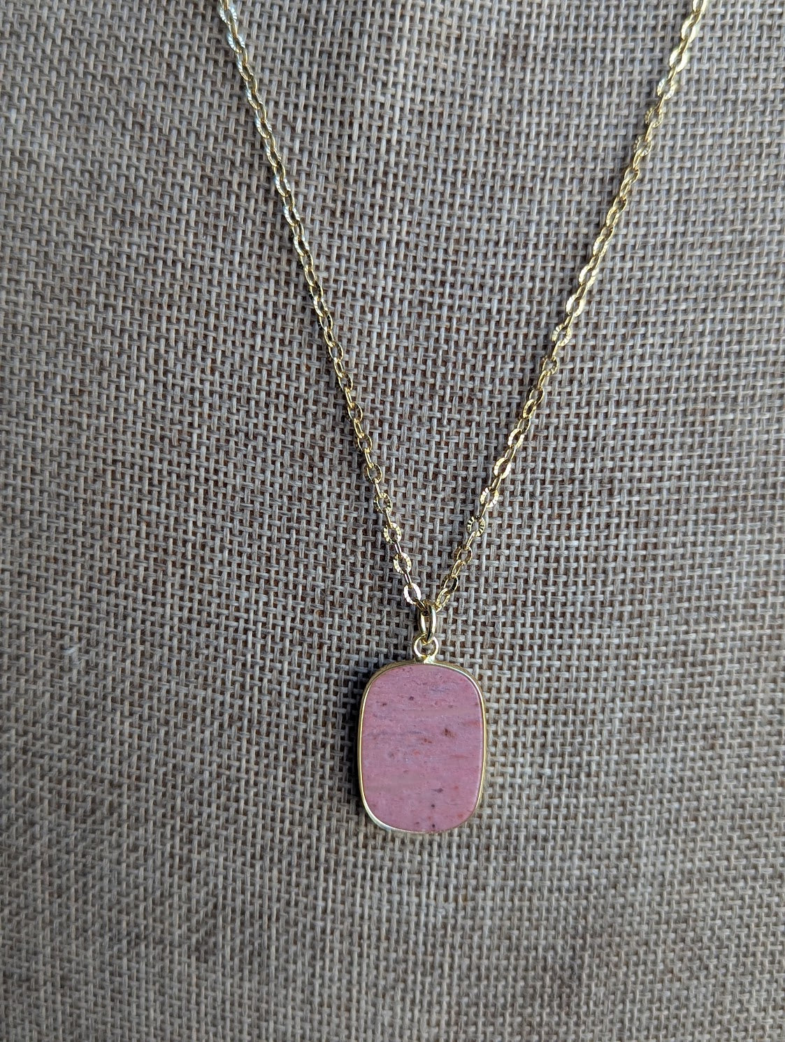 Rhodonite Gold Stainless Necklace