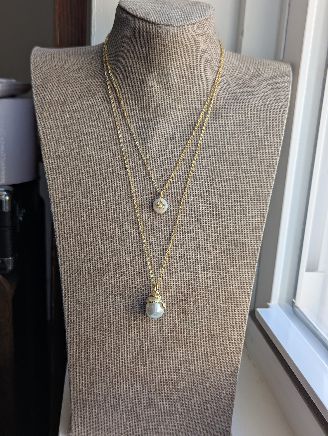 Snake Pearl Tear Drop Necklace (Silver or Gold)