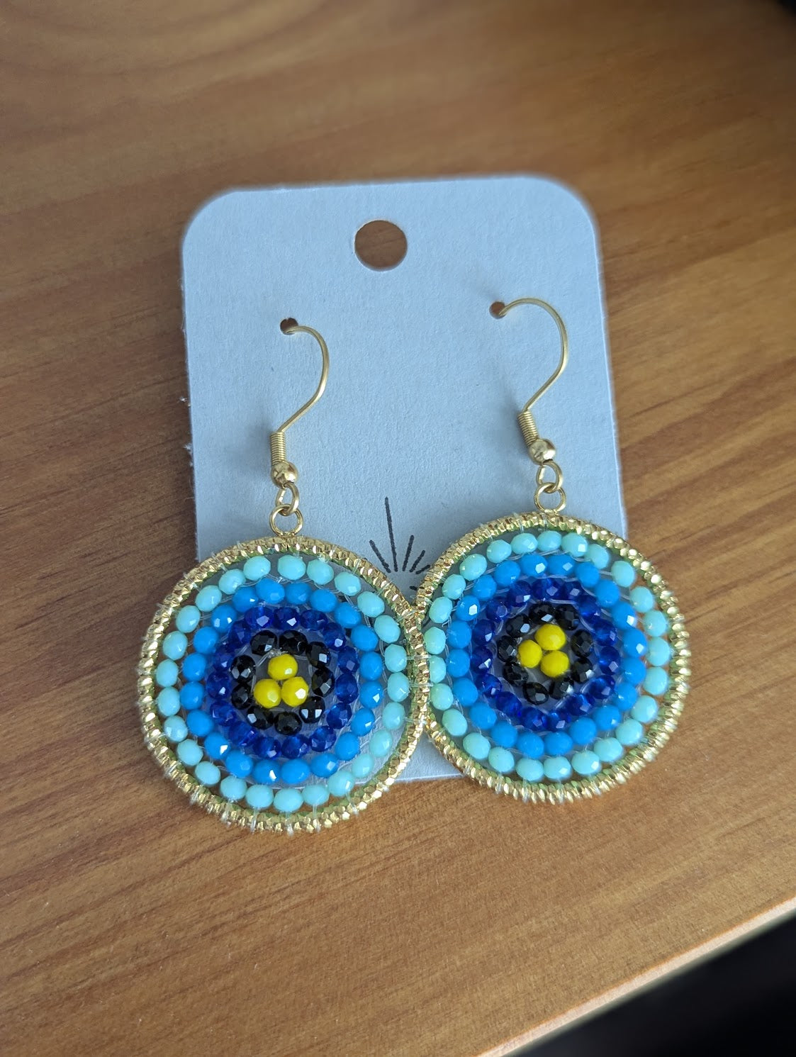 Beaded Gold Circle Earrings (Various Colors Available)