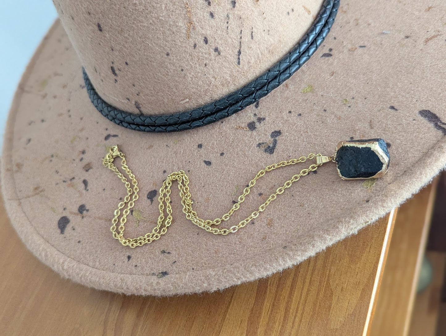 Raw Black Tourmaline Gold Necklace