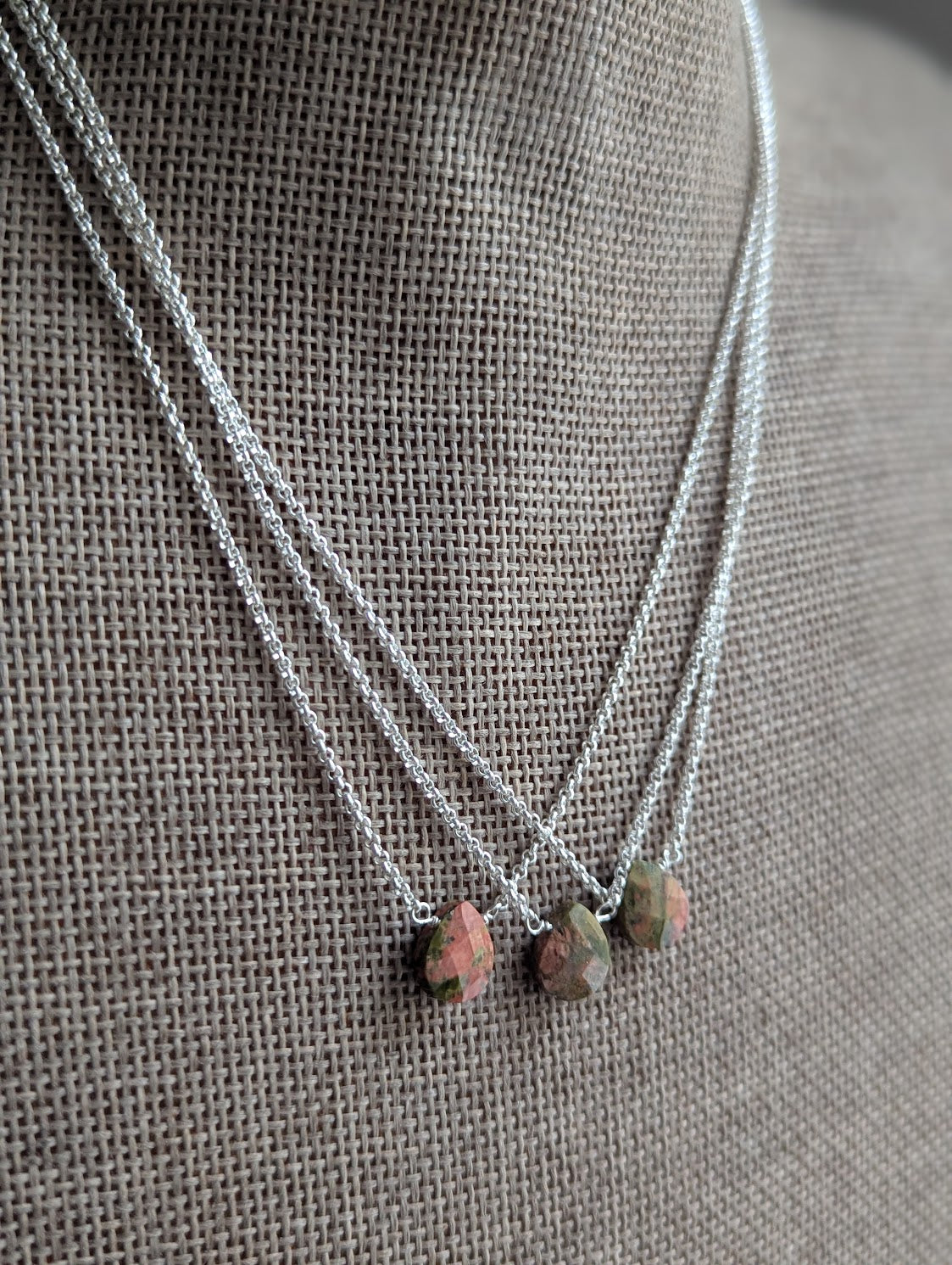 Unakite Tear Drop Sterling Silver