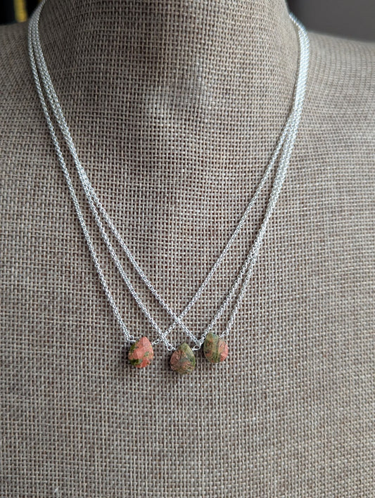 Unakite Tear Drop Sterling Silver
