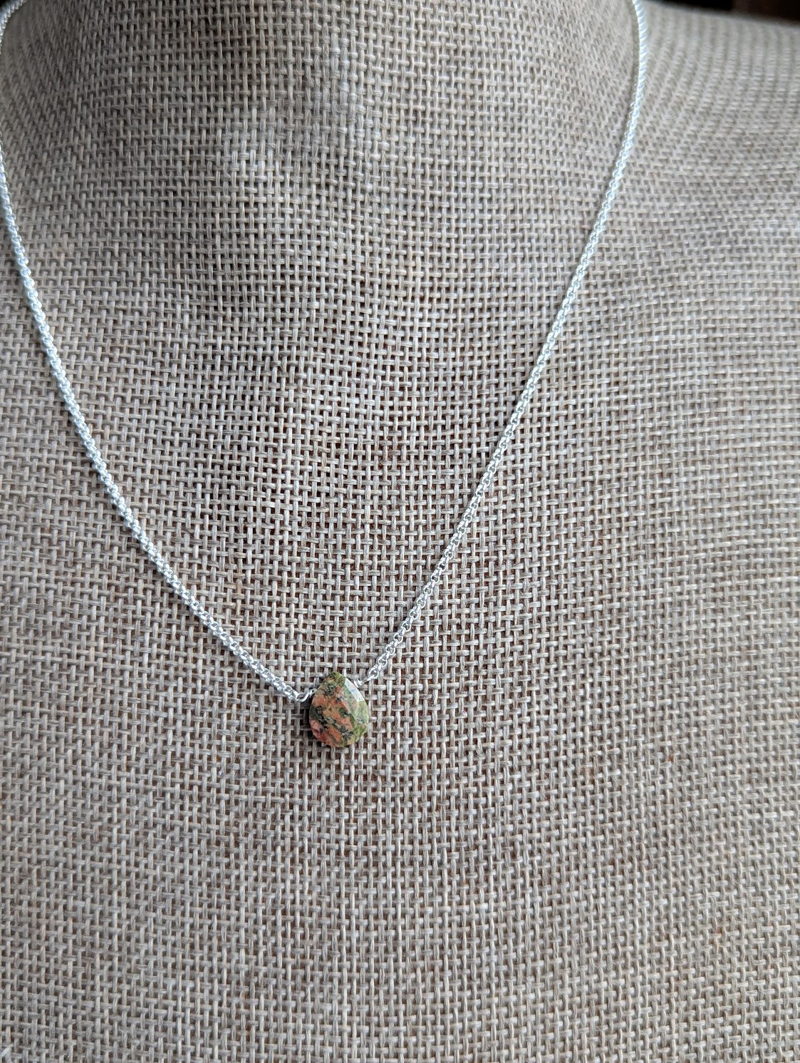 Unakite Tear Drop Sterling Silver