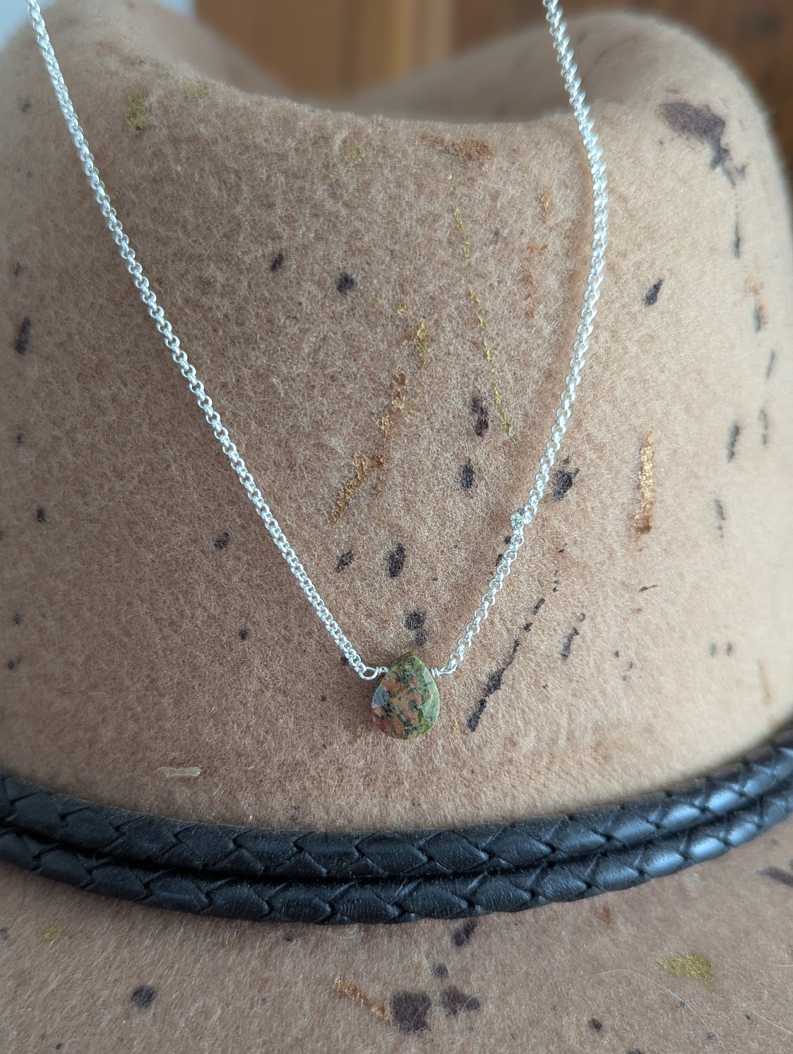 Unakite Tear Drop Sterling Silver