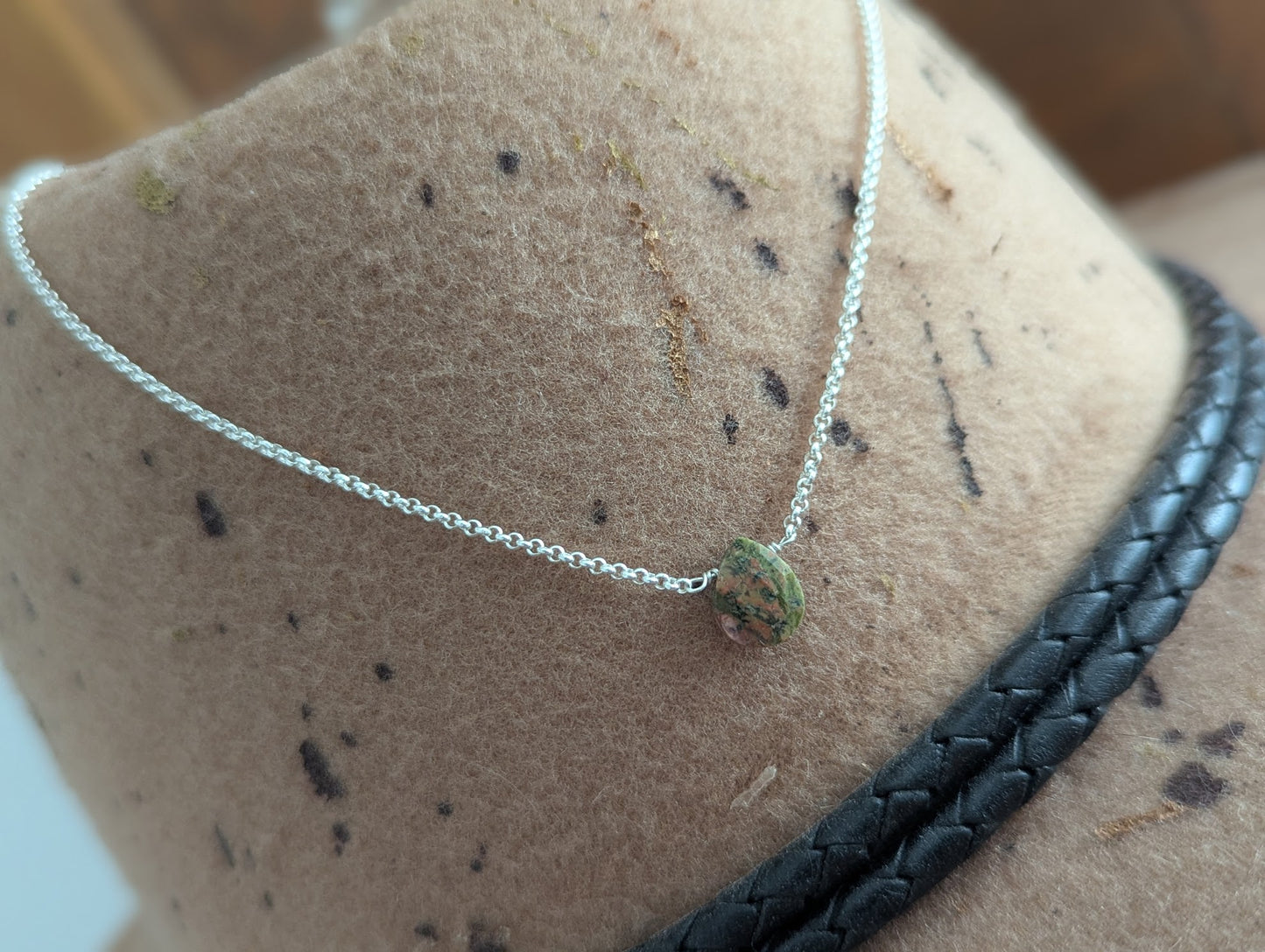 Unakite Tear Drop Sterling Silver