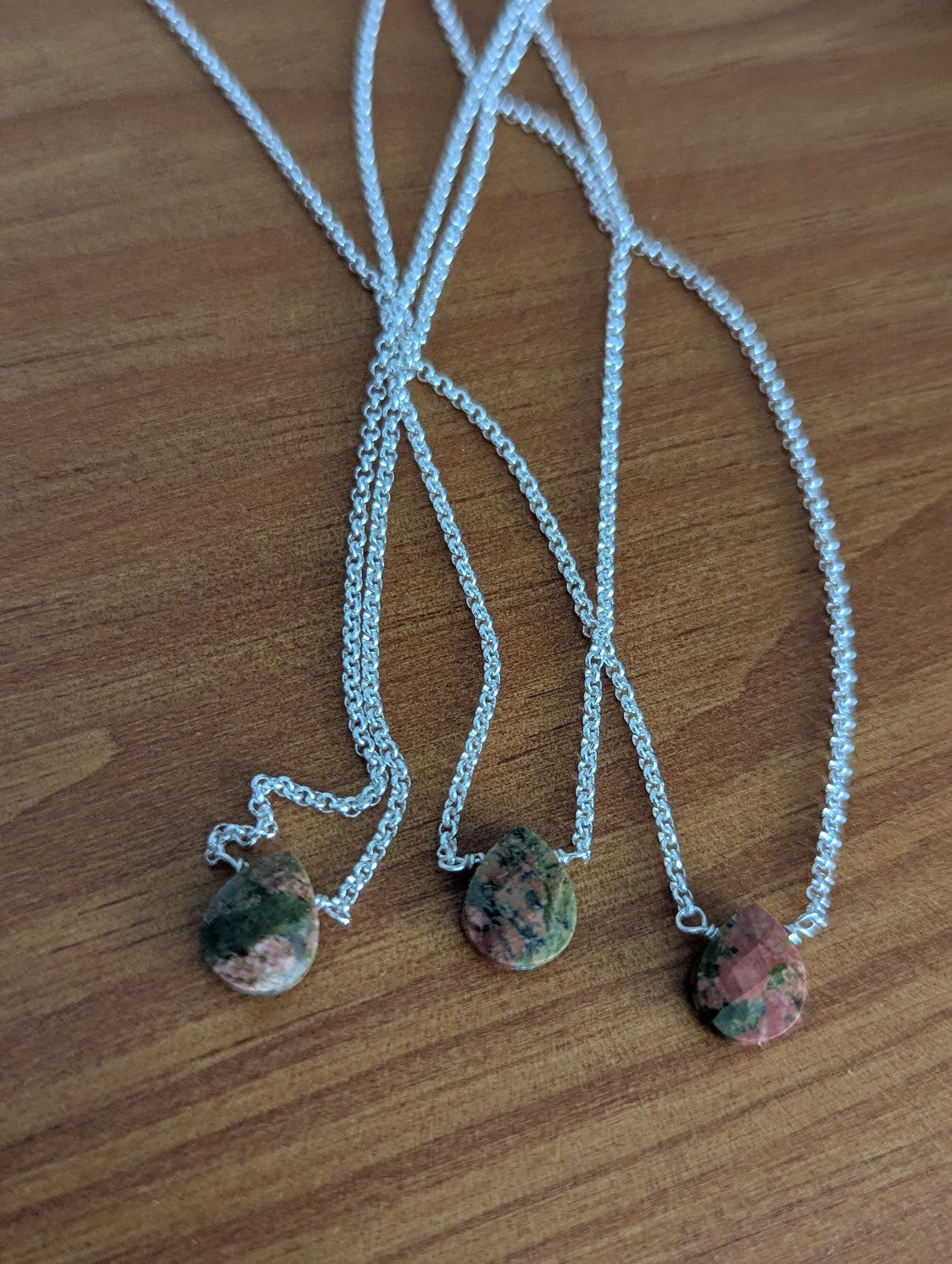 Unakite Tear Drop Sterling Silver