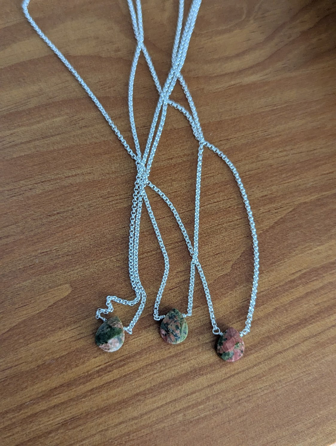 Unakite Tear Drop Sterling Silver