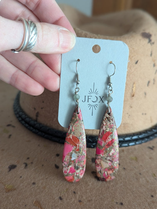 Pink Sea Sediment Jasper Silver Drops