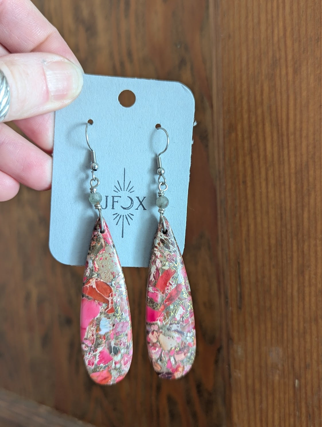 Pink Sea Sediment Jasper Silver Drops