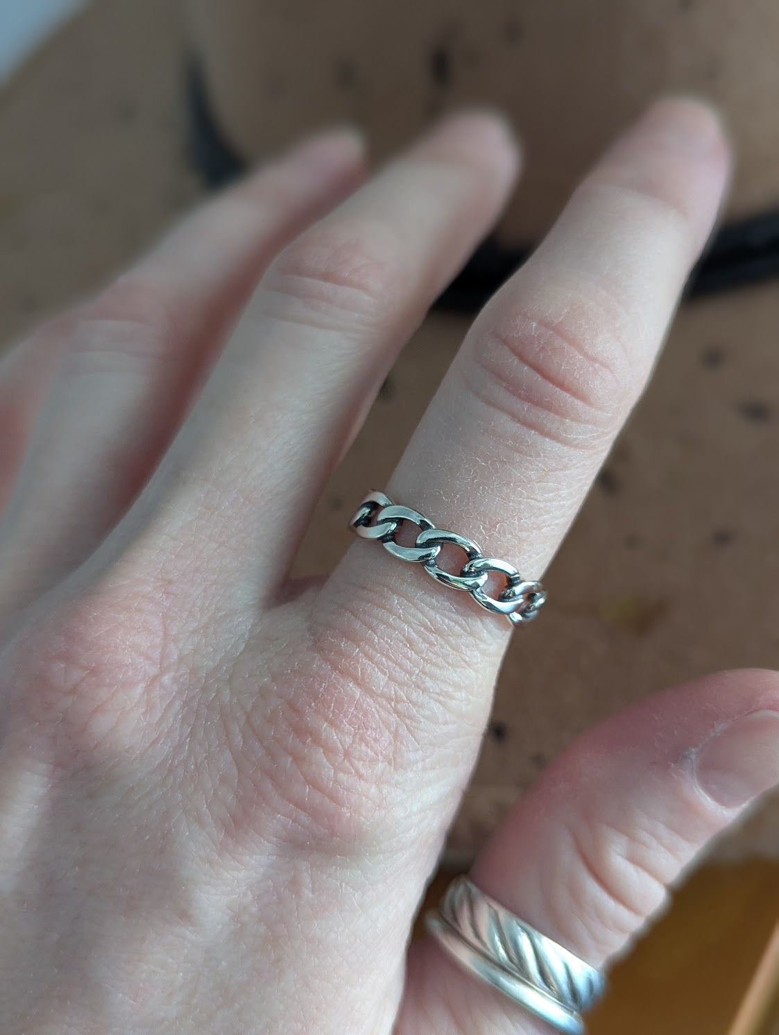 Sterling Silver Curb Chain Ring - Size 7 & 9