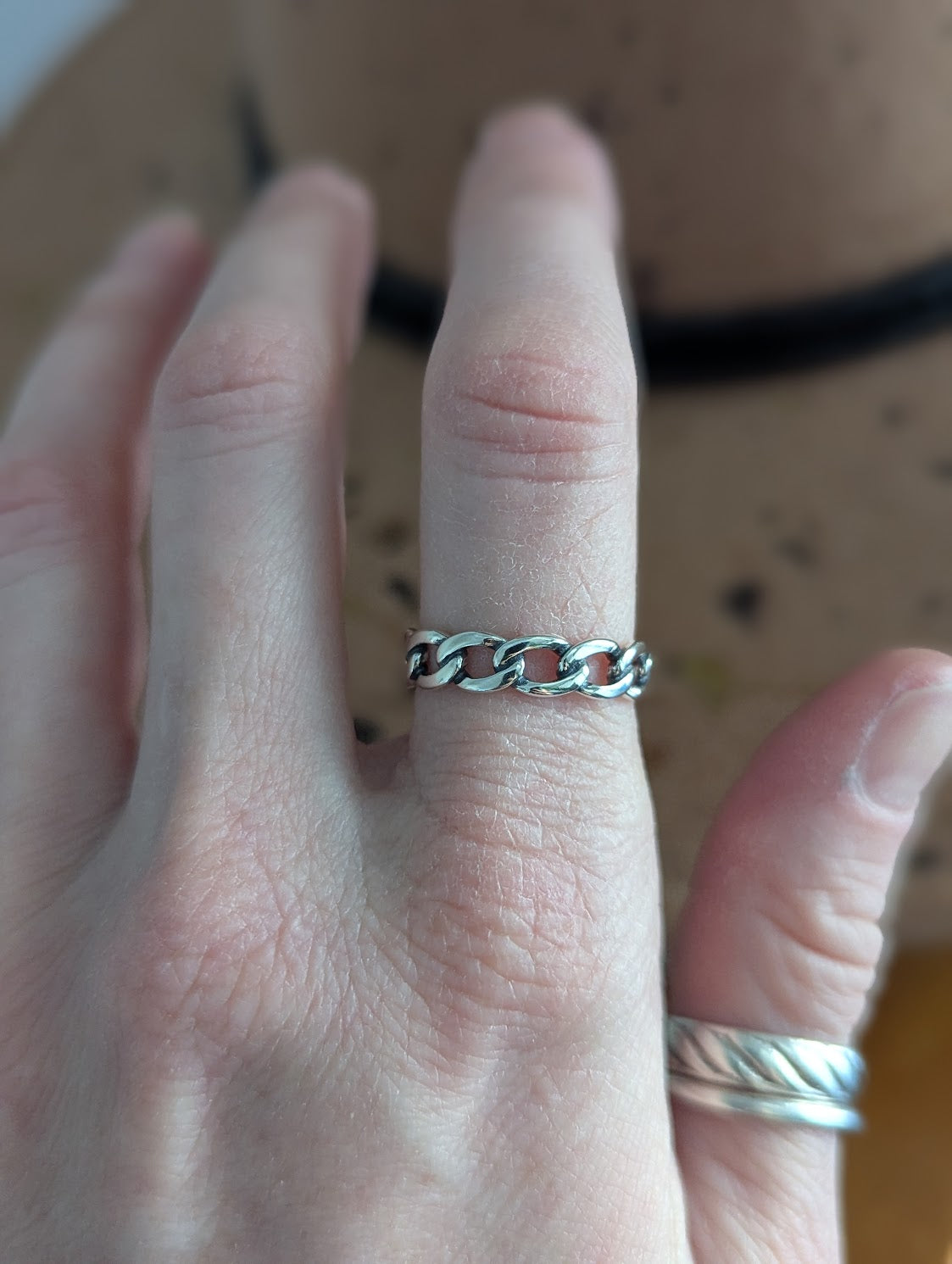 Sterling Silver Curb Chain Ring - Size 7 & 9