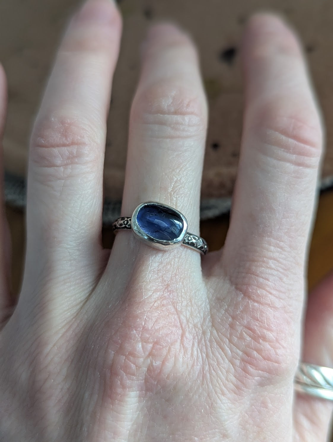 Tanzanite Oval Silver Ring -Size 8