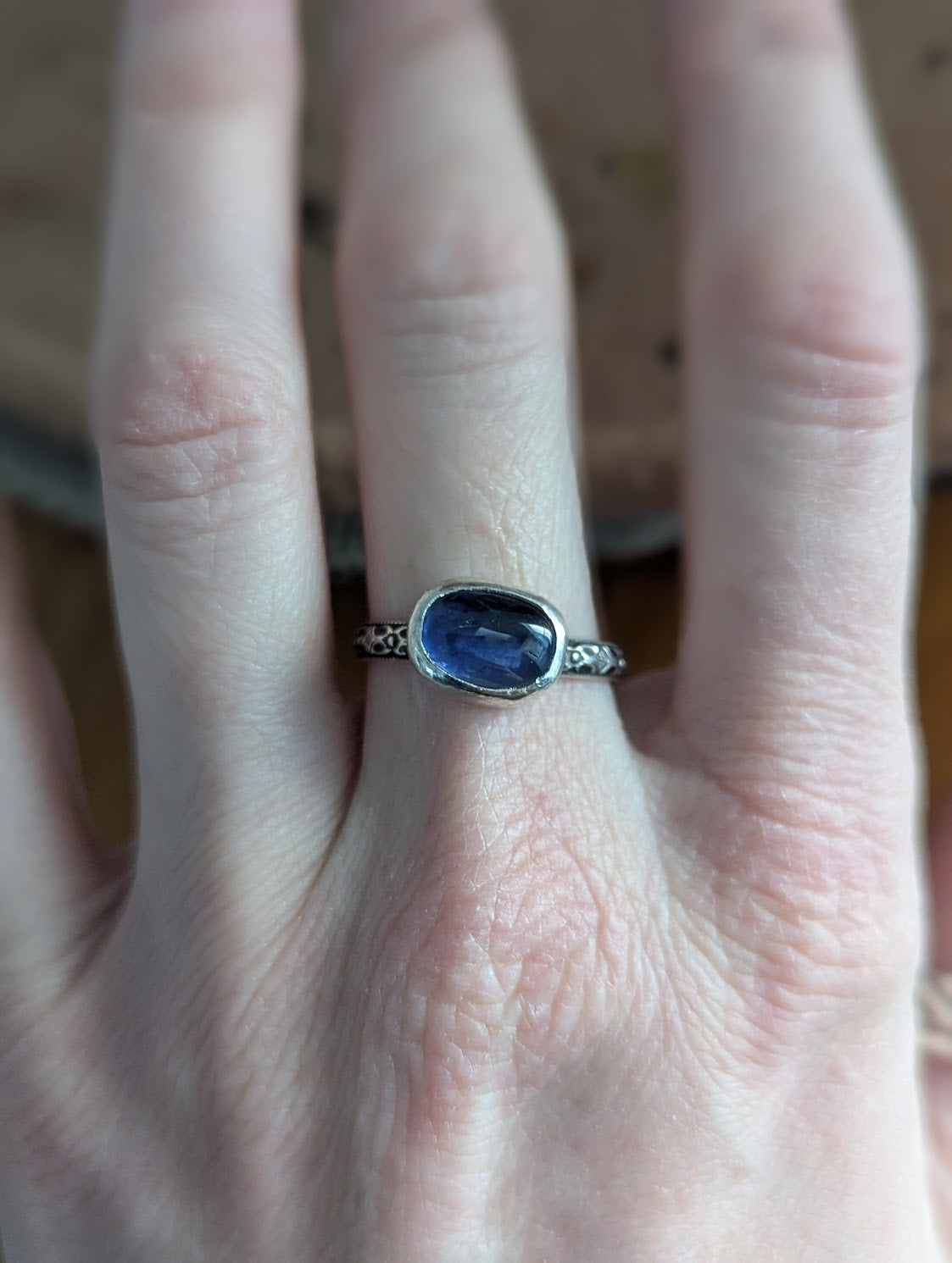 Tanzanite Oval Silver Ring -Size 8