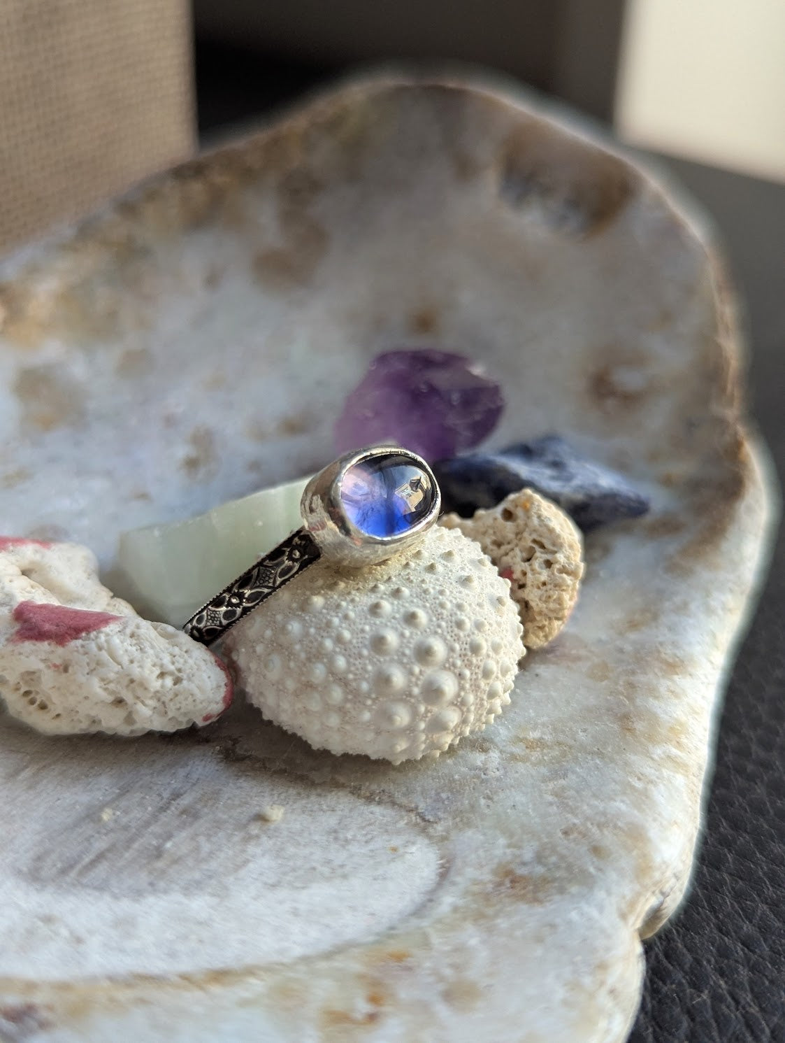 Tanzanite Oval Silver Ring -Size 8