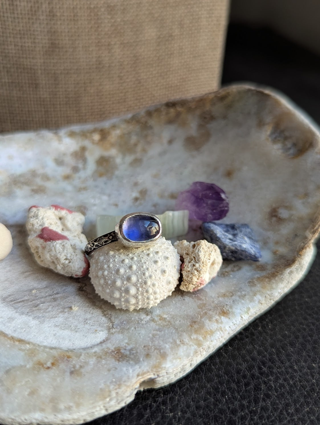 Tanzanite Oval Silver Ring -Size 8