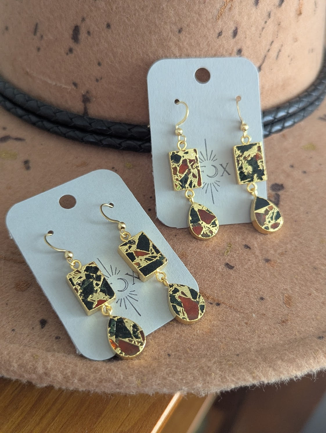 Black and Red Mosaic Duo Earrings