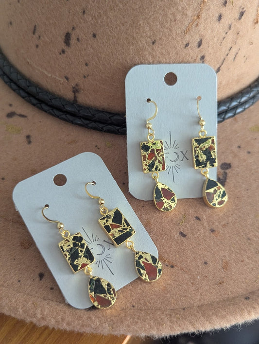 Black and Red Mosaic Duo Earrings