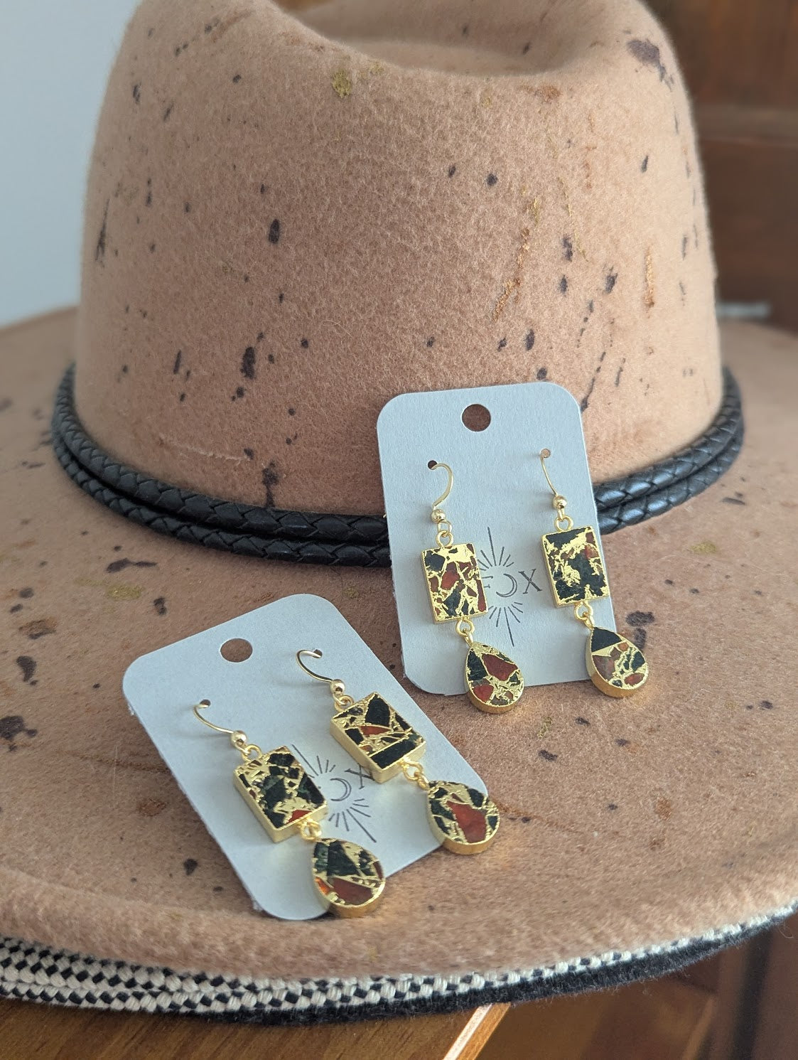 Black and Red Mosaic Duo Earrings