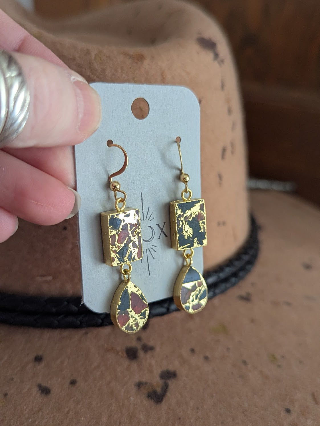 Black and Red Mosaic Duo Earrings