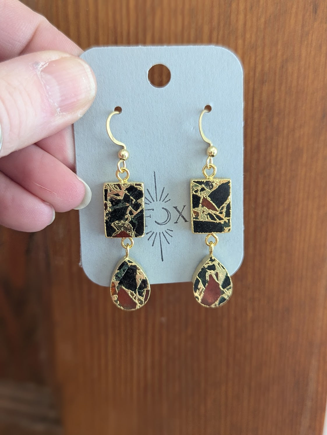 Black and Red Mosaic Duo Earrings