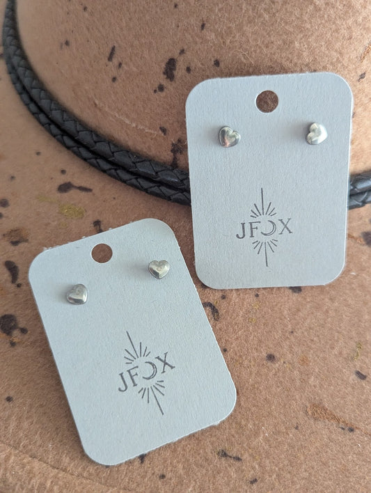Heart Studs Silver Stainless Steel