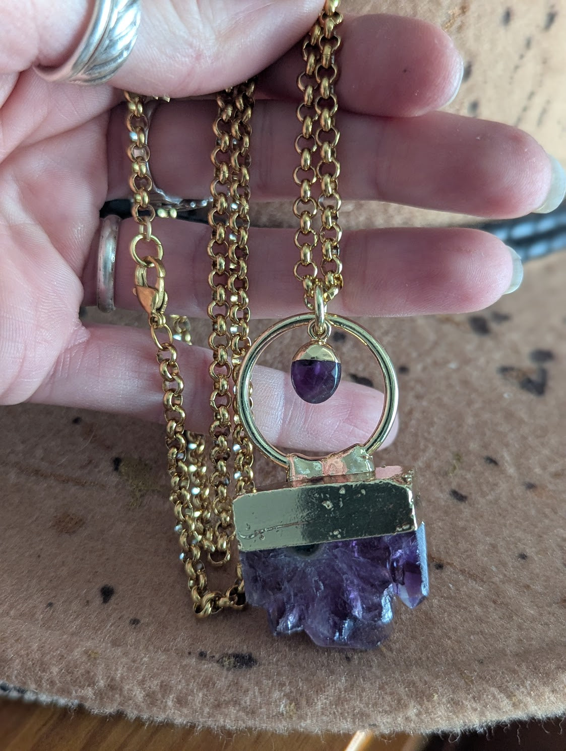 Raw Edge Amethyst Gold Necklace