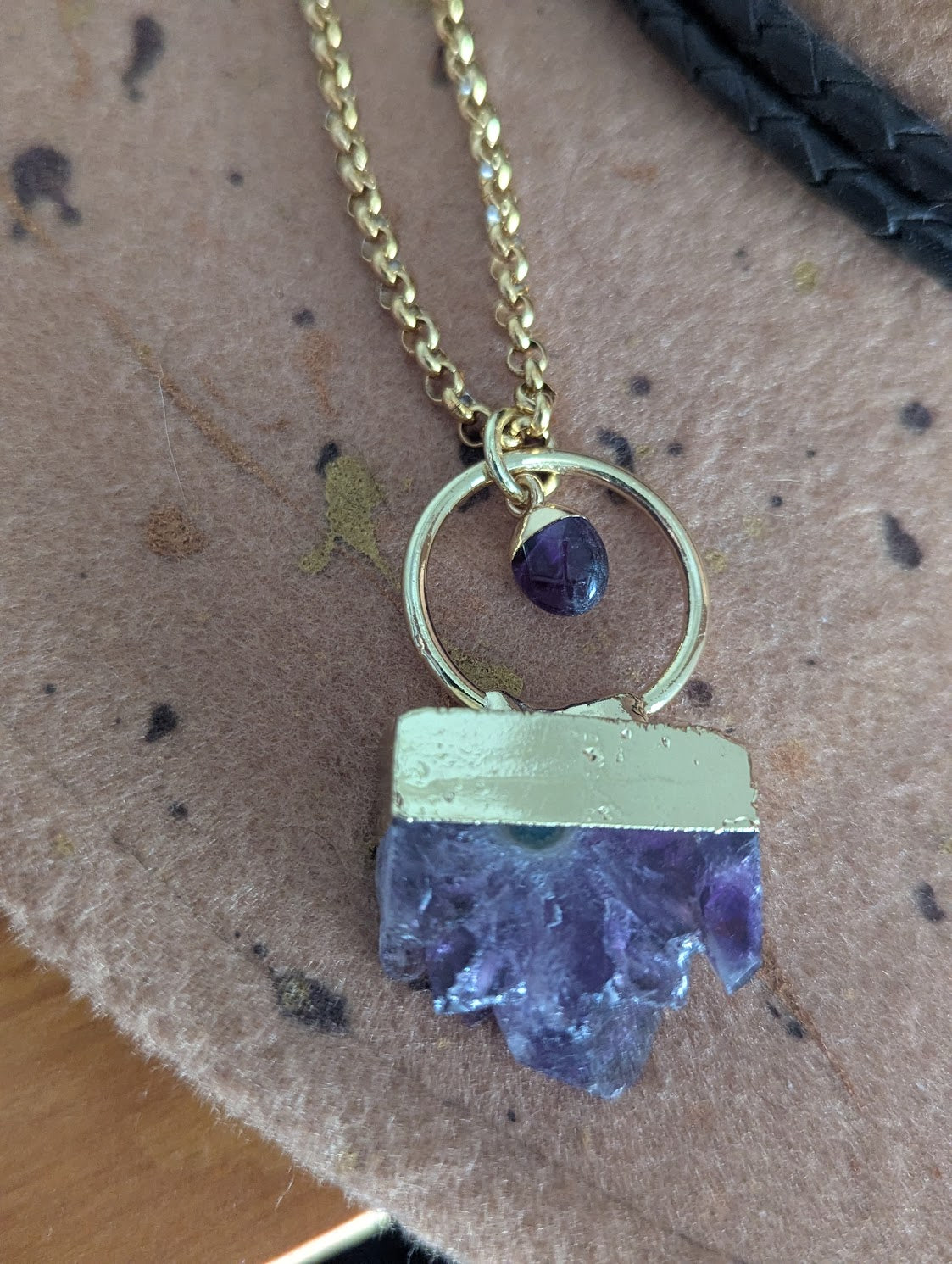 Raw Edge Amethyst Gold Necklace