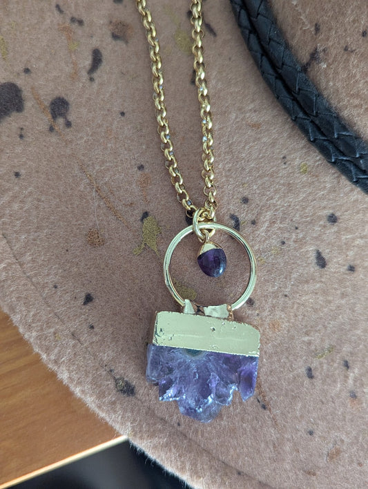 Raw Edge Amethyst Gold Necklace