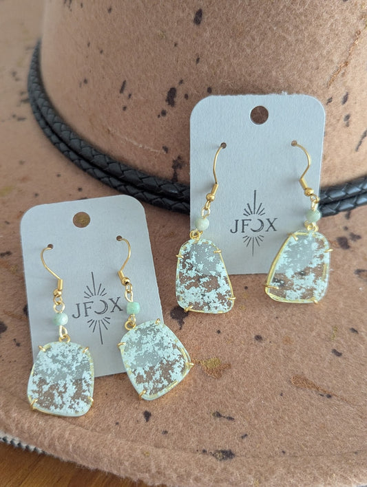 Hemimorphite Clear Crystal Gold Earrings