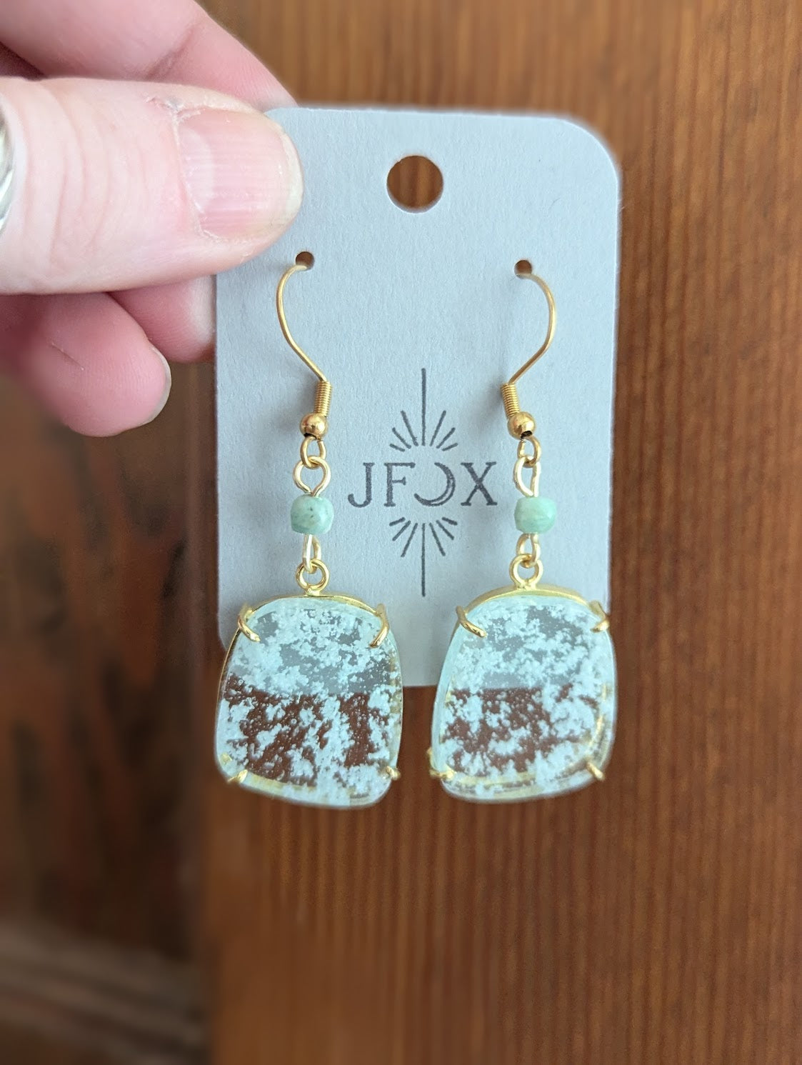Hemimorphite Clear Crystal Gold Earrings