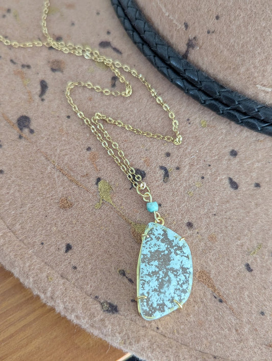 Hemimorphite Gold Stainless Necklace