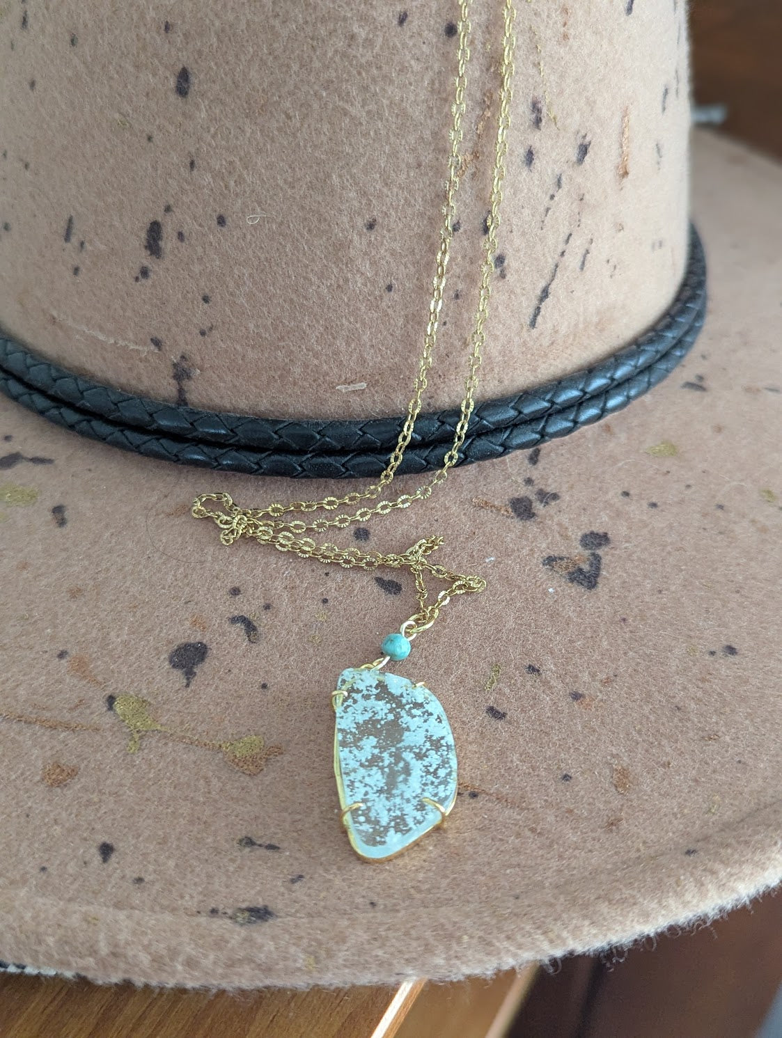 Hemimorphite Gold Stainless Necklace