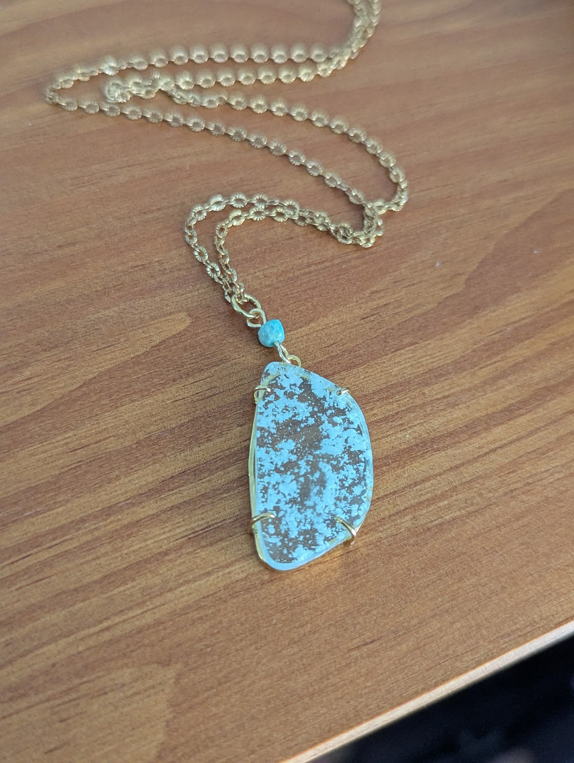 Hemimorphite Gold Stainless Necklace