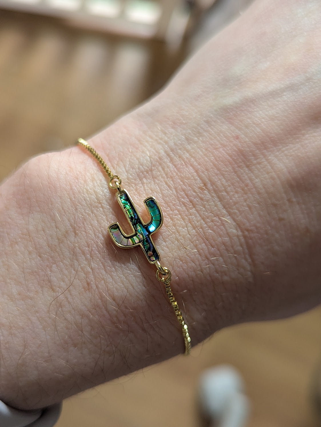 Abalone Cactus Gold Slider Bracelet