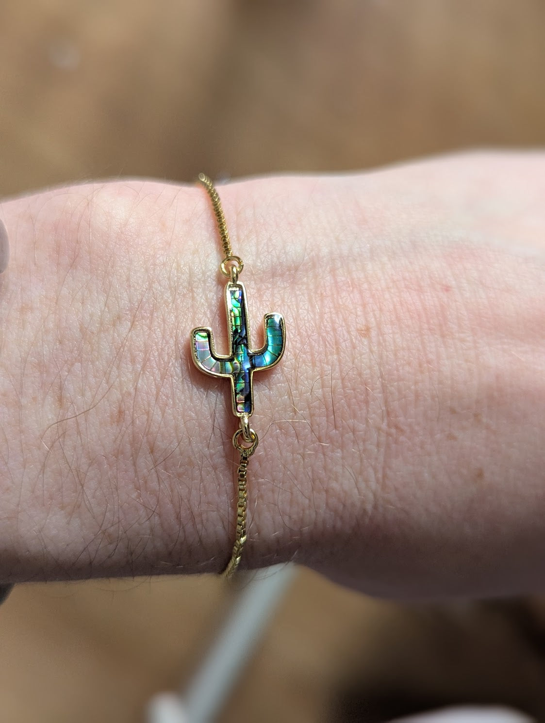 Abalone Cactus Gold Slider Bracelet