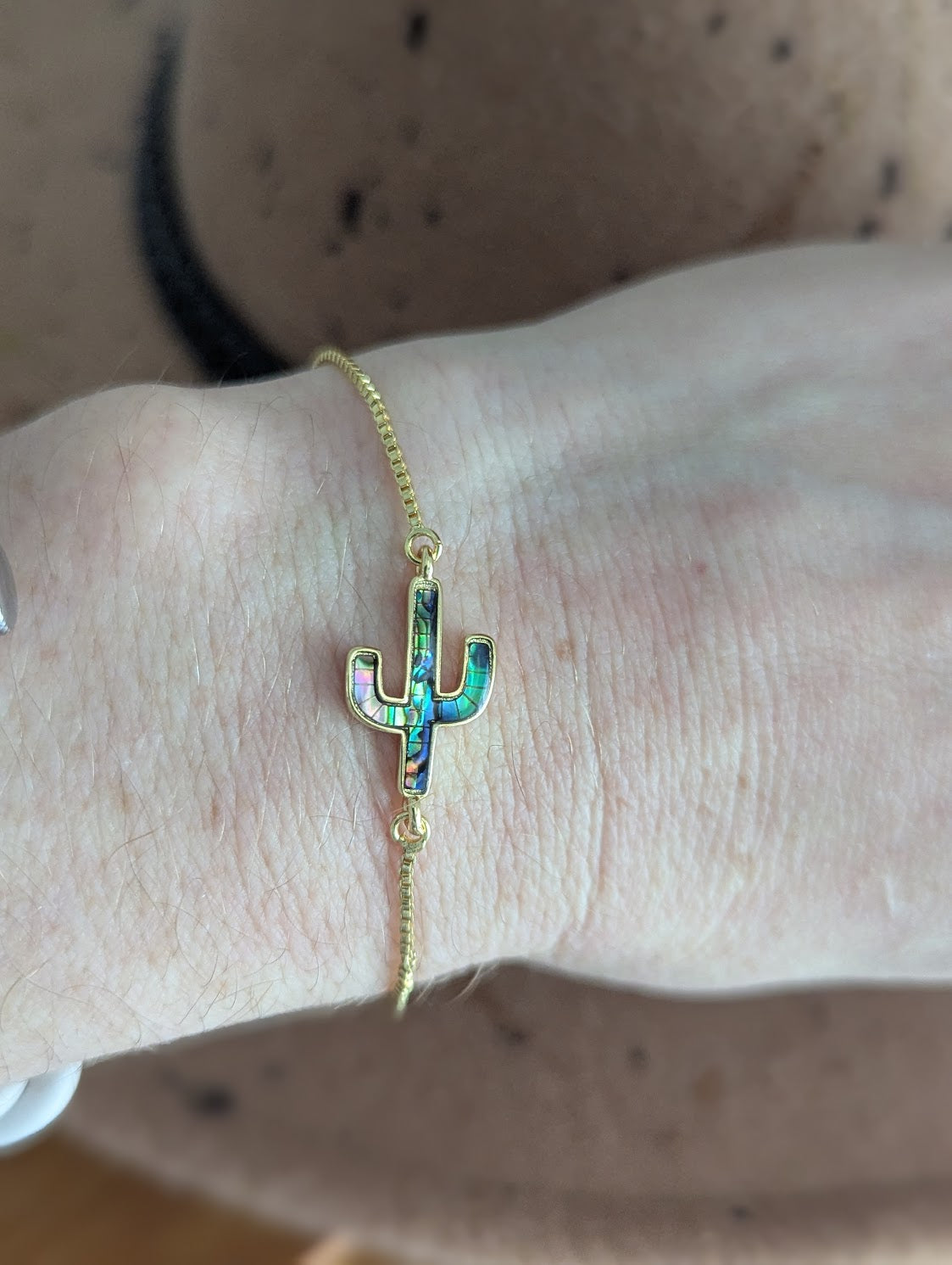 Abalone Cactus Gold Slider Bracelet