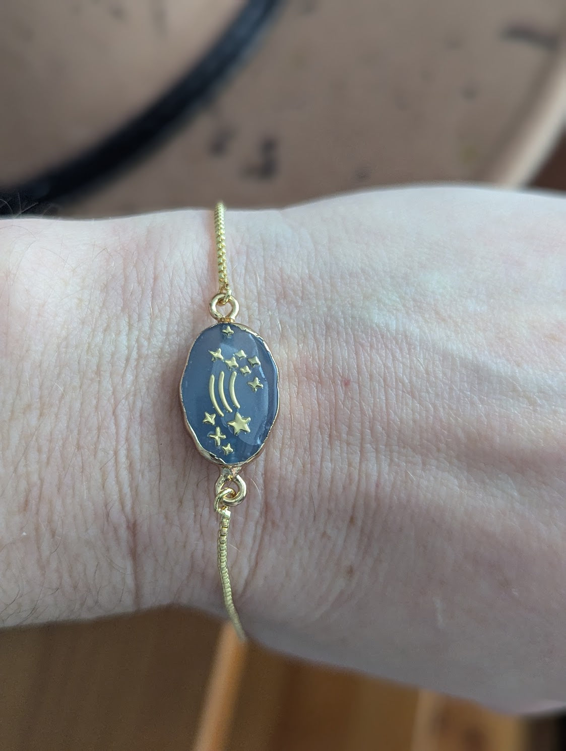 Blue Shooting Star Gold Slider Bracelet