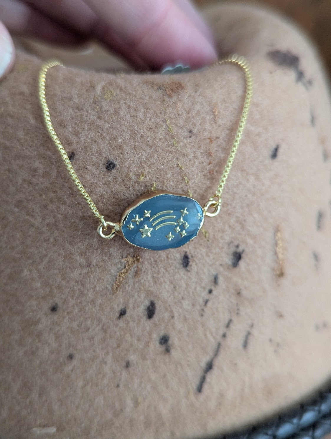 Blue Shooting Star Gold Slider Bracelet