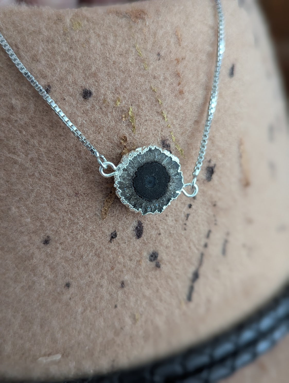 Black Agate Silver Slider Bracelet