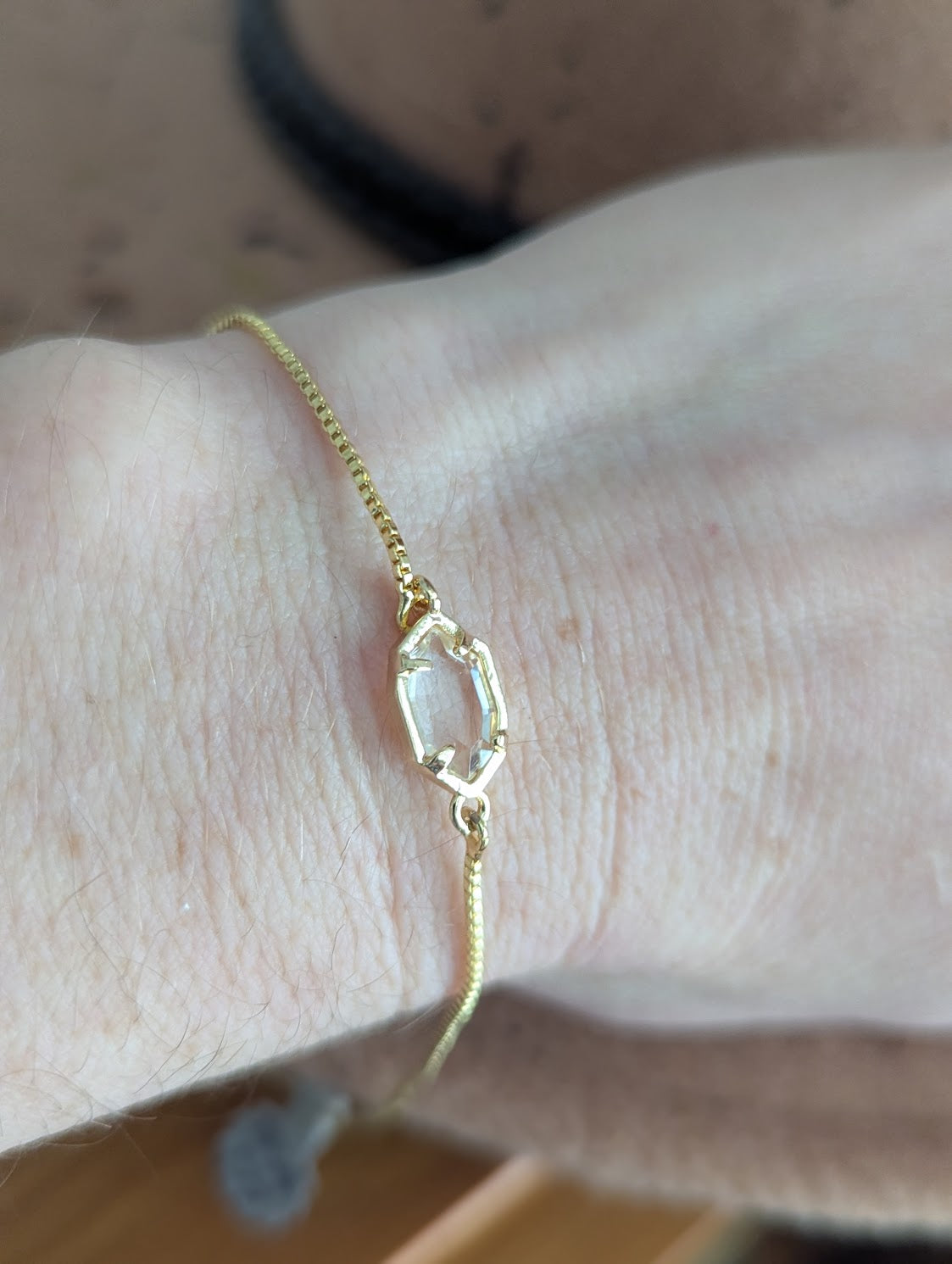 Clear Crystal Geometric Gold Slide Bracelet