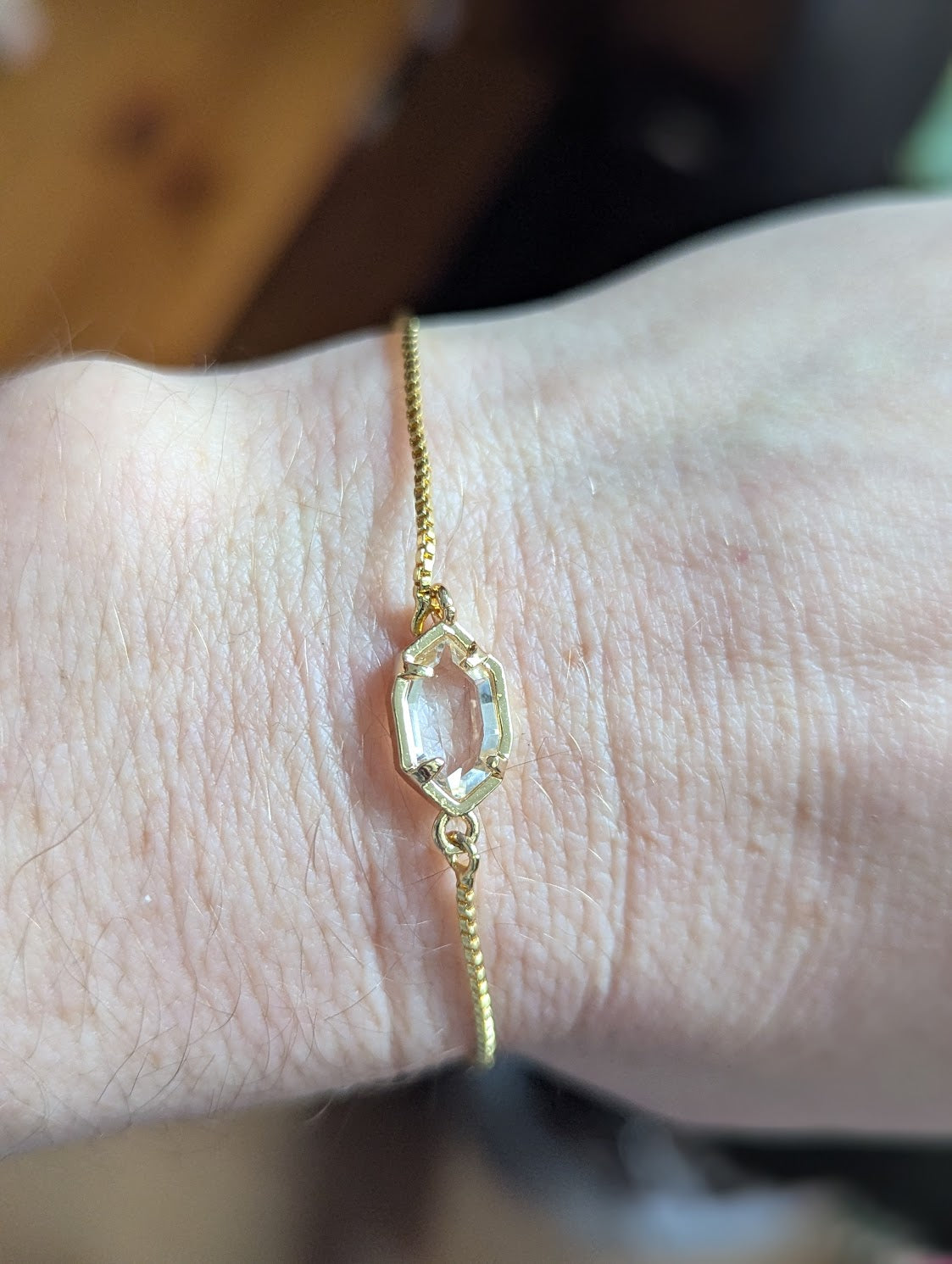 Clear Crystal Geometric Gold Slide Bracelet