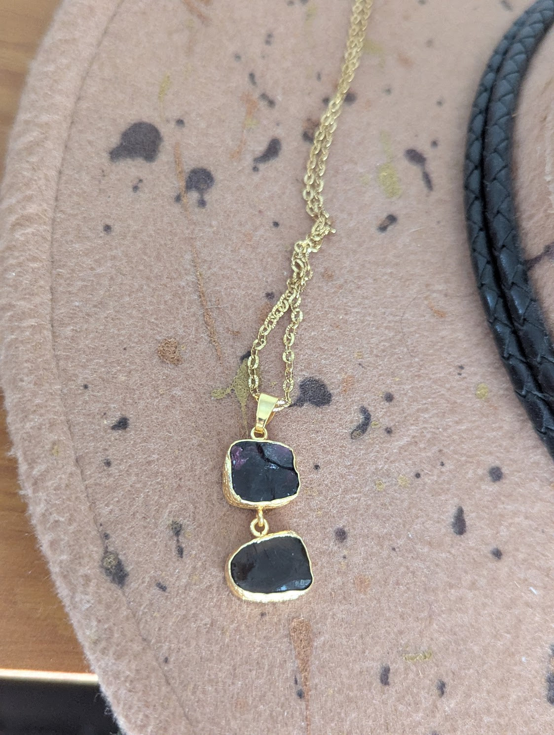 Raw Amethyst and Smoky Quartz Duo Gold Necklace