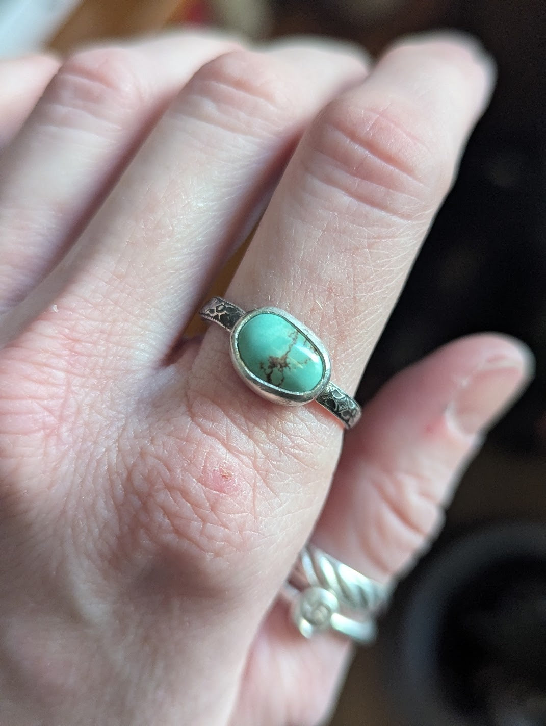 Morenci Turquoise Sterling Silver Ring - Size 11