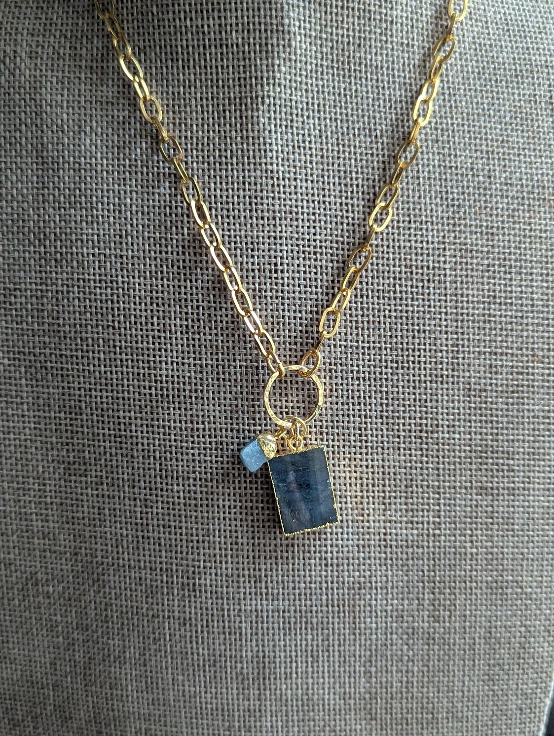 Labradorite and Aquamarine Gold Necklace