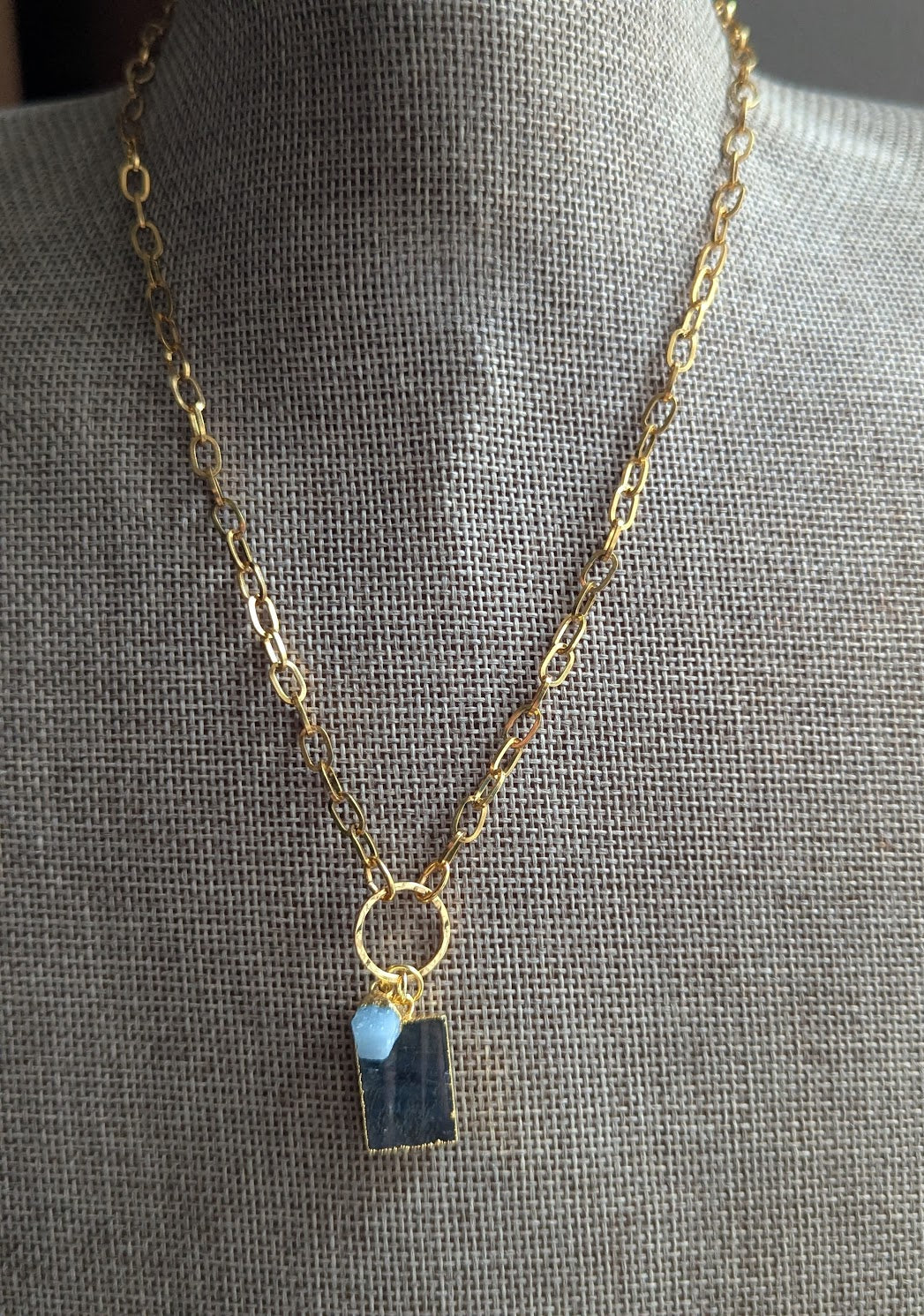 Labradorite and Aquamarine Gold Necklace
