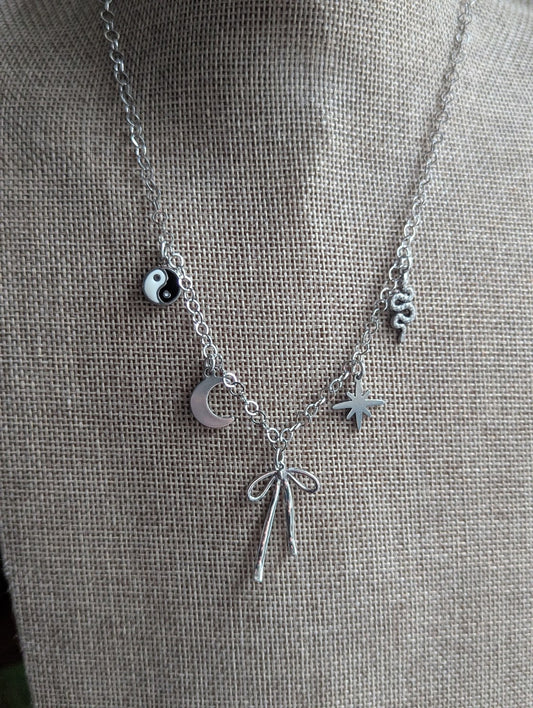 Mixed Silver Charm Necklace