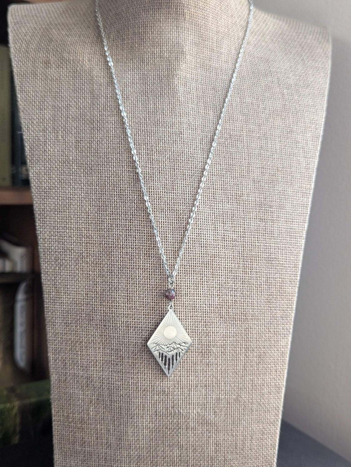Silver Sun Mountainscape Eudialyte Necklace