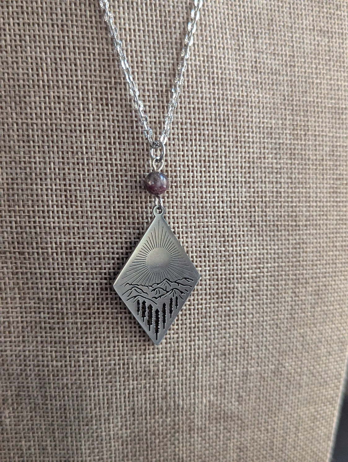 Silver Sun Mountainscape Eudialyte Necklace
